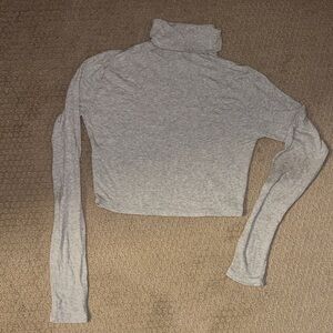 Garage Heather Gray Long Sleeve Turtleneck Crop Top